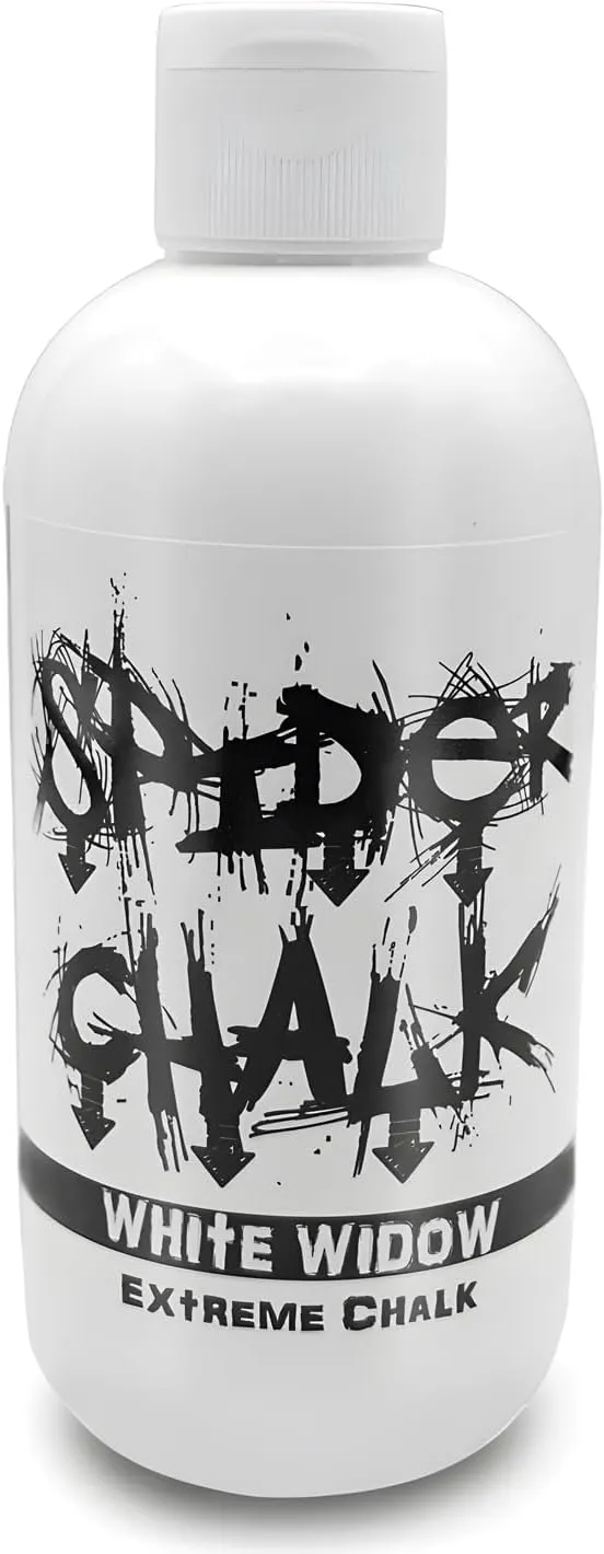 SPIDER CHALK 8oz White Widow Extreme Liquid Chalk, Dry Hands, Better Grip for Gym, Powerlifting, Weightlifting - Skin Friendly, Made in The USA