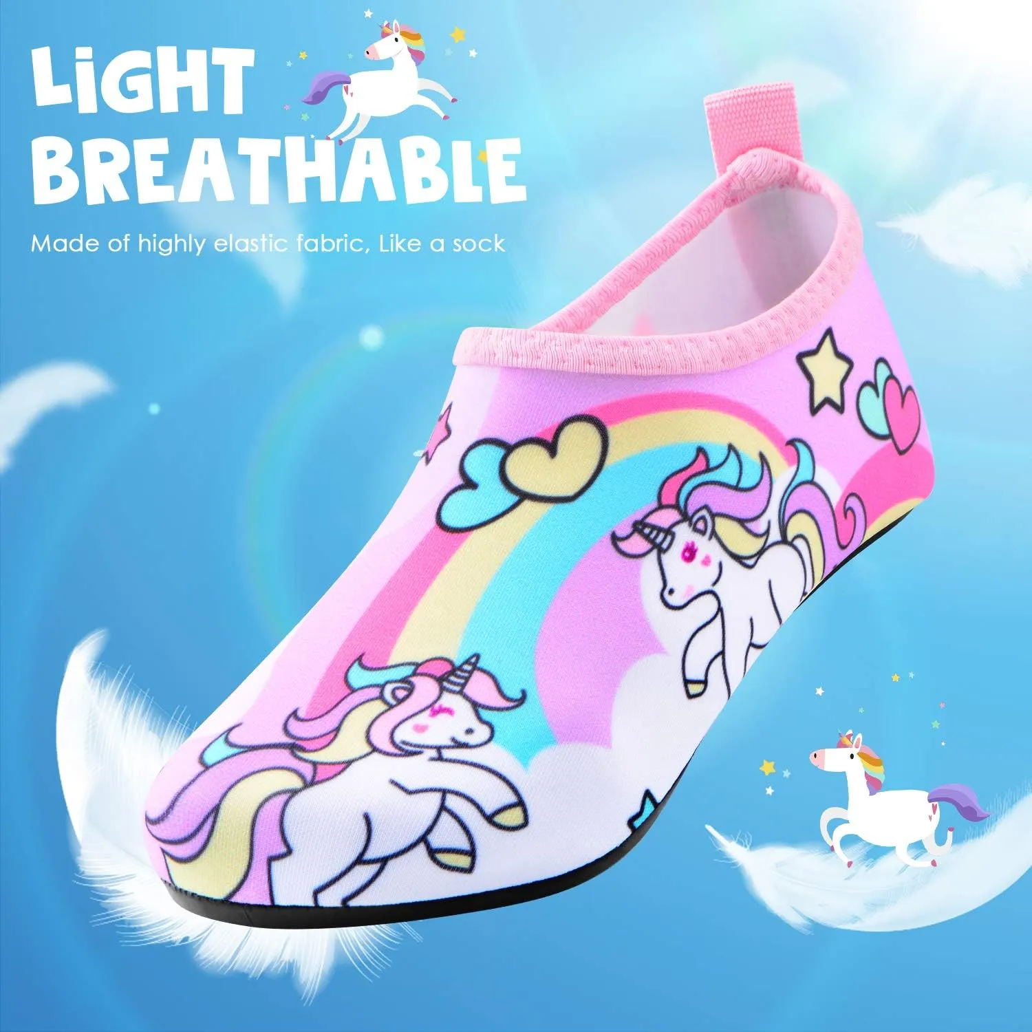 Sunnywoo Water Shoes for Kids Girls BoysToddler Kids Swim Water Shoes Quick Dry Non-Slip Water Skin Barefoot Sports Shoes Aqua Socks for Beach Outdoor Sports