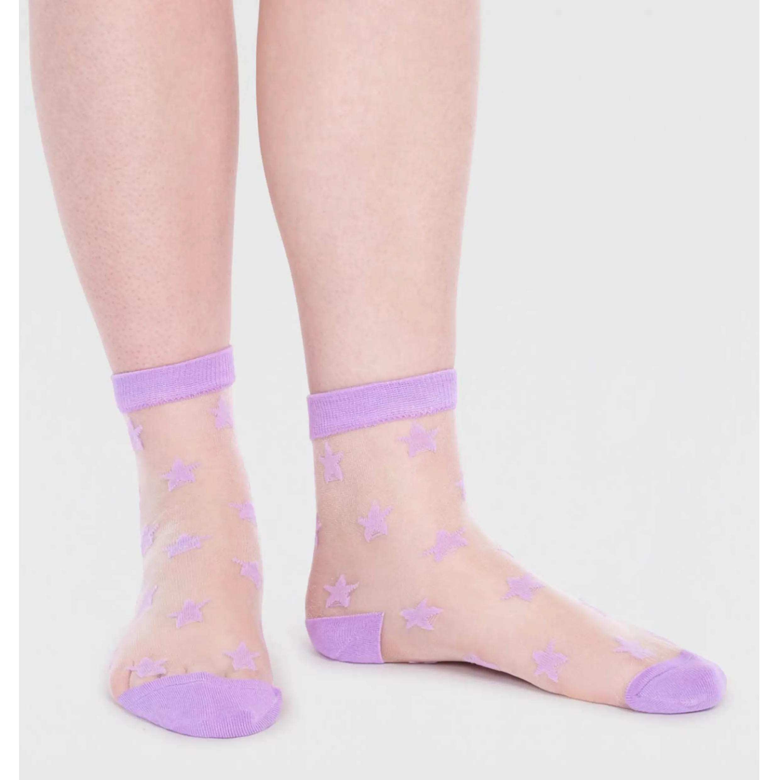 Thought astra bamboo star mesh socks lilac purple SPW804