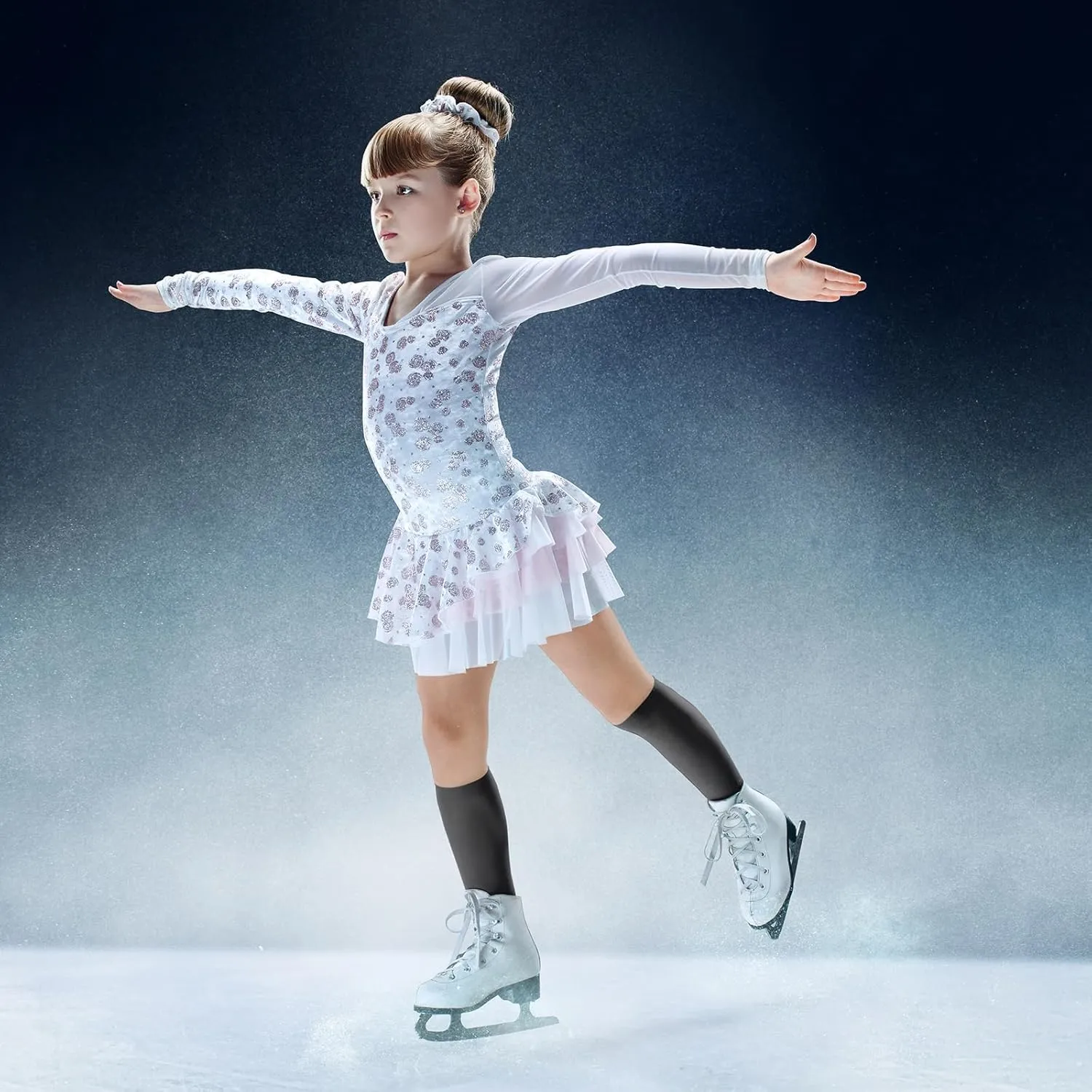 Toulite 12 Pairs Figure Skating Socks Ice Skating Socks for Women Girl Roller Skate Stocking Light Opaque Stocking