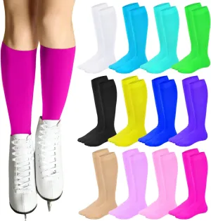 Toulite 12 Pairs Figure Skating Socks Ice Skating Socks for Women Girl Roller Skate Stocking Light Opaque Stocking