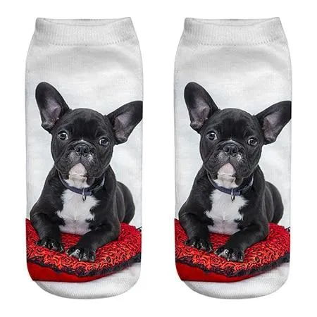 Unisex Cotton Ankle 3D Print Dogs Pattern Design Socks