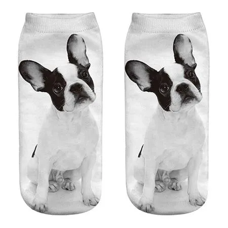 Unisex Cotton Ankle 3D Print Dogs Pattern Design Socks