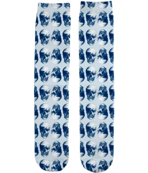 Unisex Subli Tube Socks Blue Skulls by Robert Bowen
