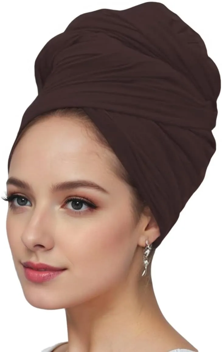 vabovin Head Wraps for Black Women Stretch Jersey Knit Turban Headwrap Solid Color Headscarf Headband Shawl