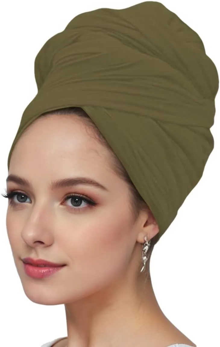 vabovin Head Wraps for Black Women Stretch Jersey Knit Turban Headwrap Solid Color Headscarf Headband Shawl
