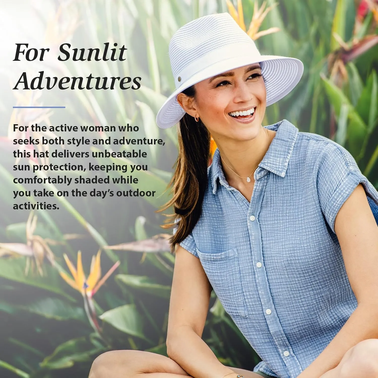 Wallaroo Hat Company  Womens Gabi Fedora  UPF 50  UV Sun Protection, Ponytail Sun Hat, Packable, Adjustable, Medium Size