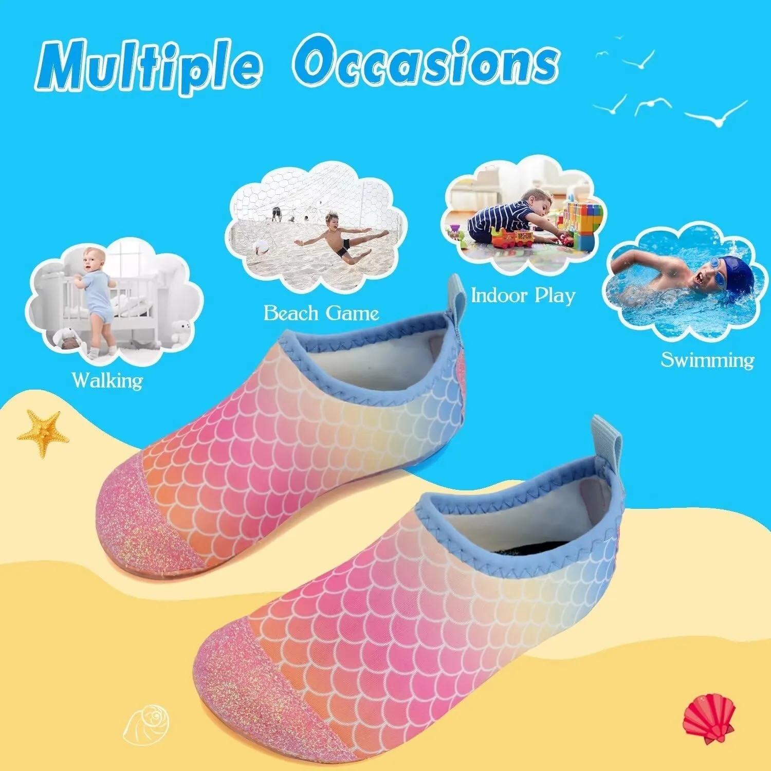 WateLves Kids Water Shoes Toddler Girls Boys Barefoot Non-Slip Quick Dry Aqua Socks for Beach Swim Walking