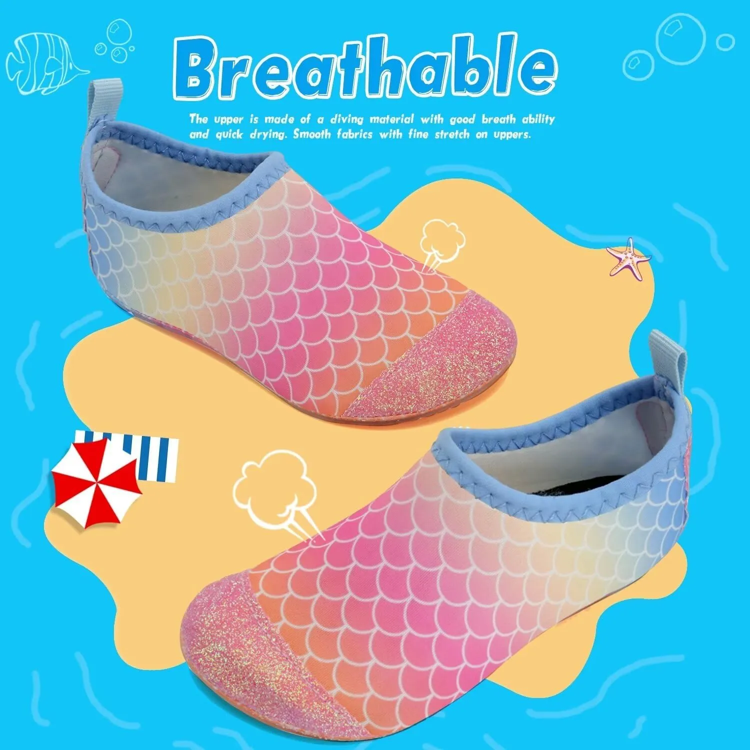 WateLves Kids Water Shoes Toddler Girls Boys Barefoot Non-Slip Quick Dry Aqua Socks for Beach Swim Walking