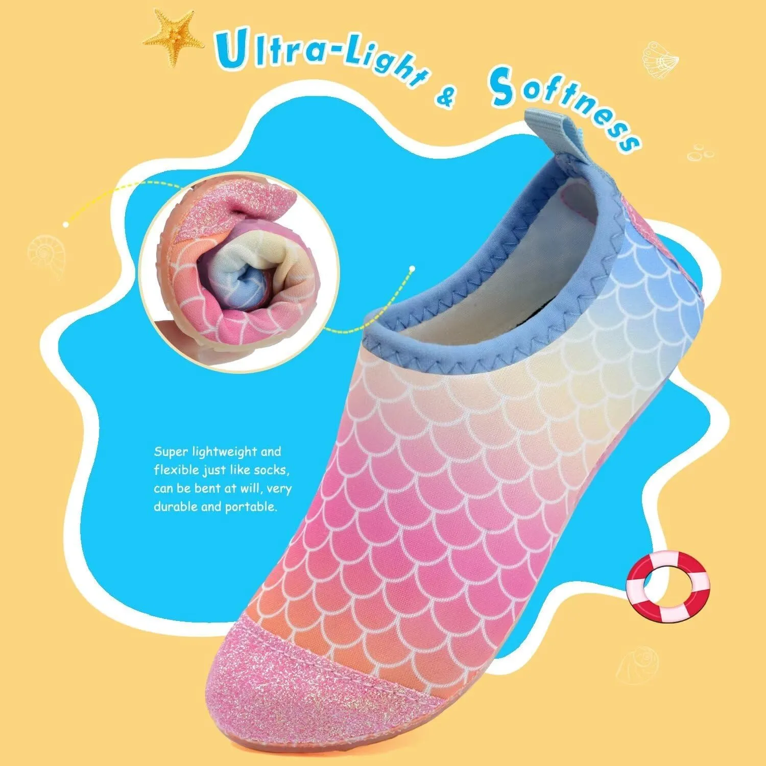 WateLves Kids Water Shoes Toddler Girls Boys Barefoot Non-Slip Quick Dry Aqua Socks for Beach Swim Walking
