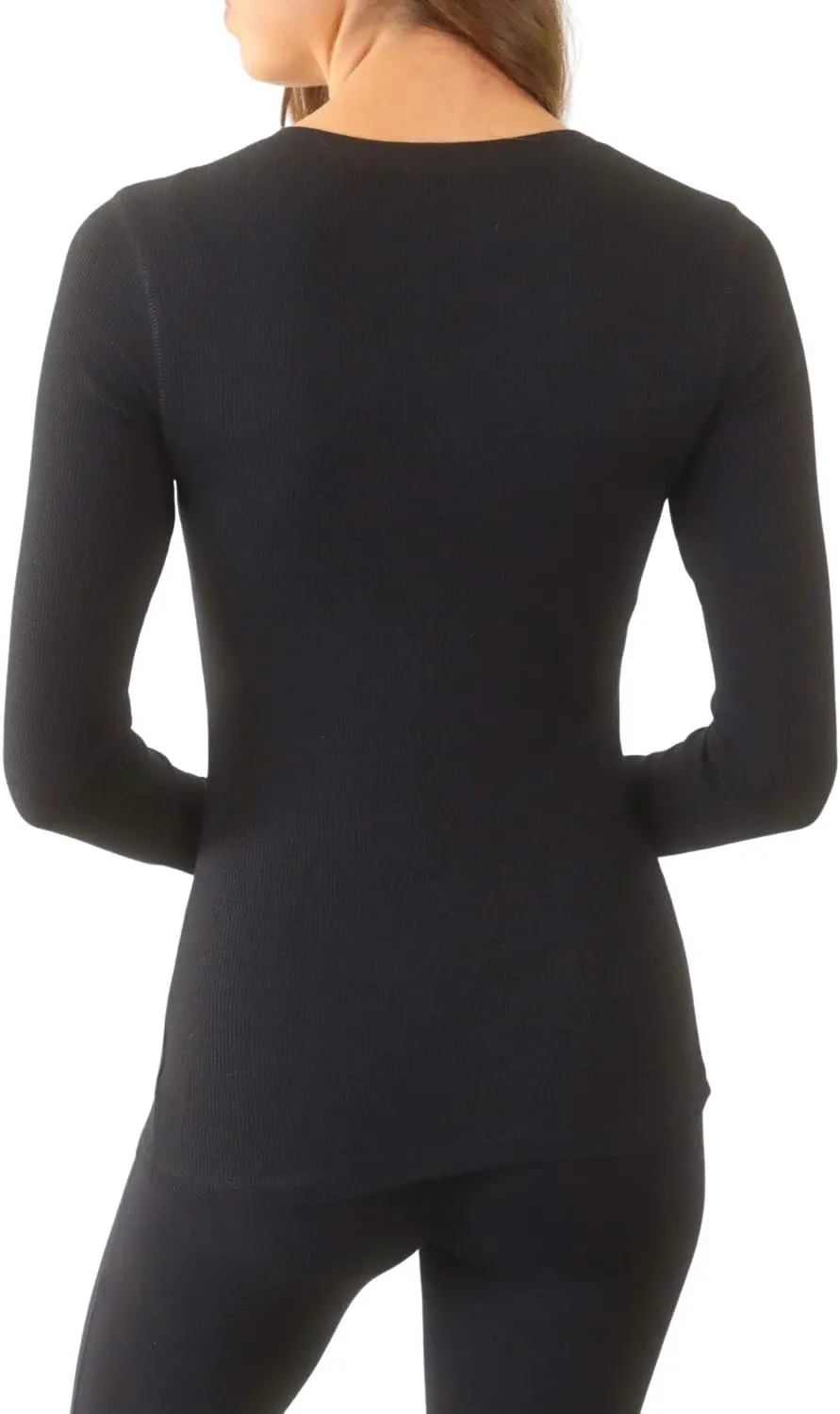 Women's Long Sleeve Waffle Knit Stretch Cotton Thermal Underwear Shirt